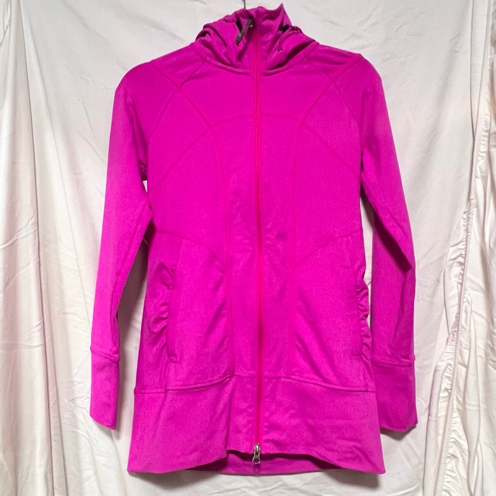 NEW Athleta Rishi Yoga Hot Pink Zip Up Hoodie Activewear Running Fitted Gym - Picture 2 of 10